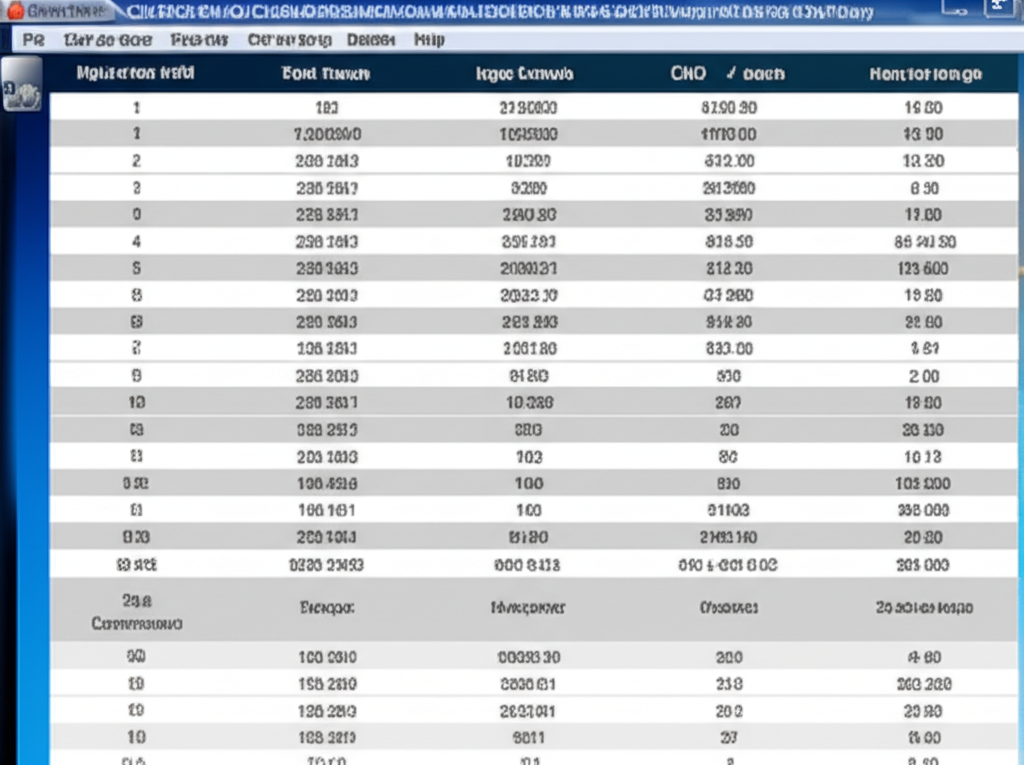 Ảnh chụp bảng giá chi tiết các loại cầu trục xoay trên màn hình máy tính.