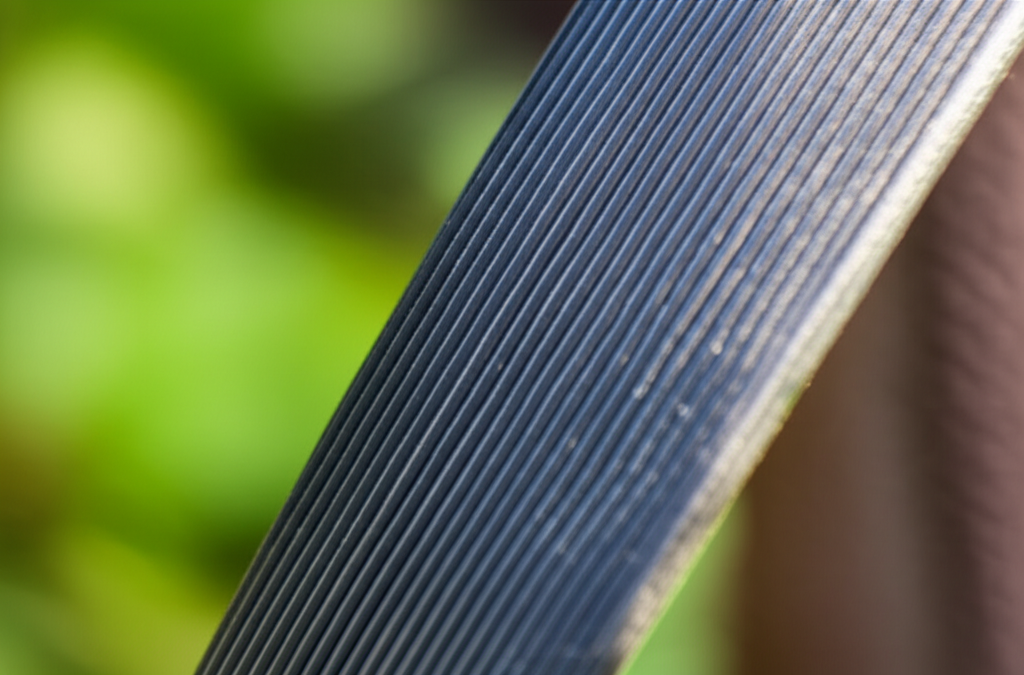 Ảnh chụp cận cảnh cáp dẹt cầu trục trong môi trường tự nhiên, tập trung vào chi tiết cấu trúc và độ bền của vật liệu.