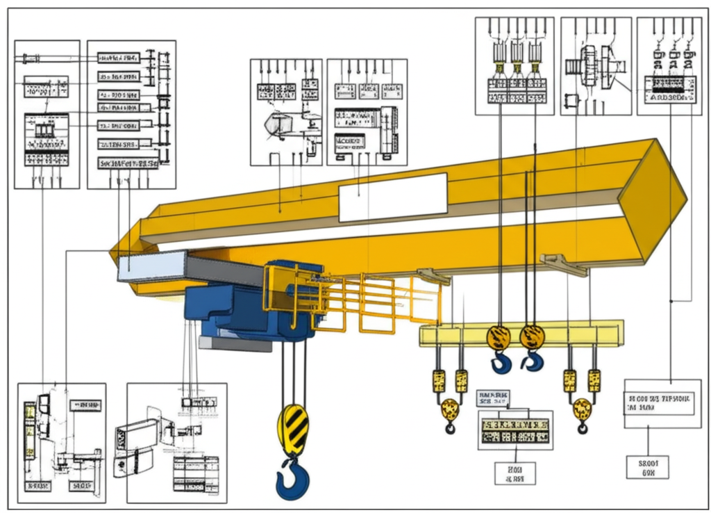 Sơ đồ khối minh họa quy trình xử lý sự cố thường gặp trong hệ thống điều khiển cầu trục.
